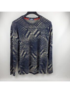 Mondo Sweater Men XXL Long Sleeve Round Neck Pullover Blue Tan Cotton Blend